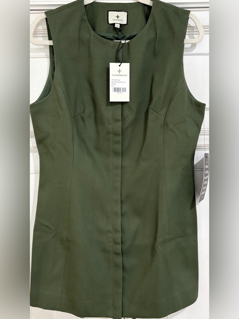 NWT SZ 12 Tuckernuck Olive Green Rhoda Tunic Vest Top